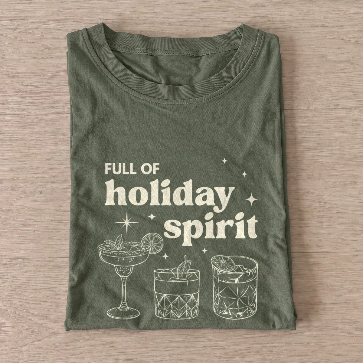 Holiday spirit cocktails t shirt olive20holiday spirit cocktails.webp