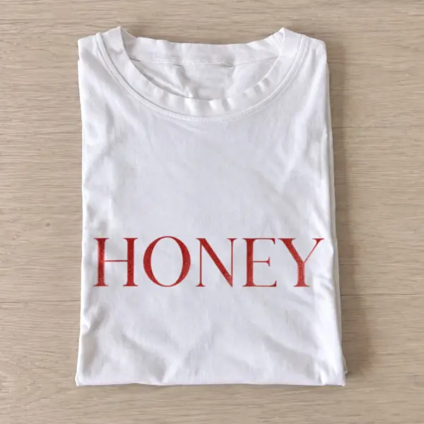 Honey serif lettering t shirt white20honey.webp