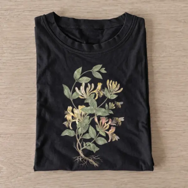 Honeysuckle sprig botanical t shirt black20honeysuckle sprig.webp