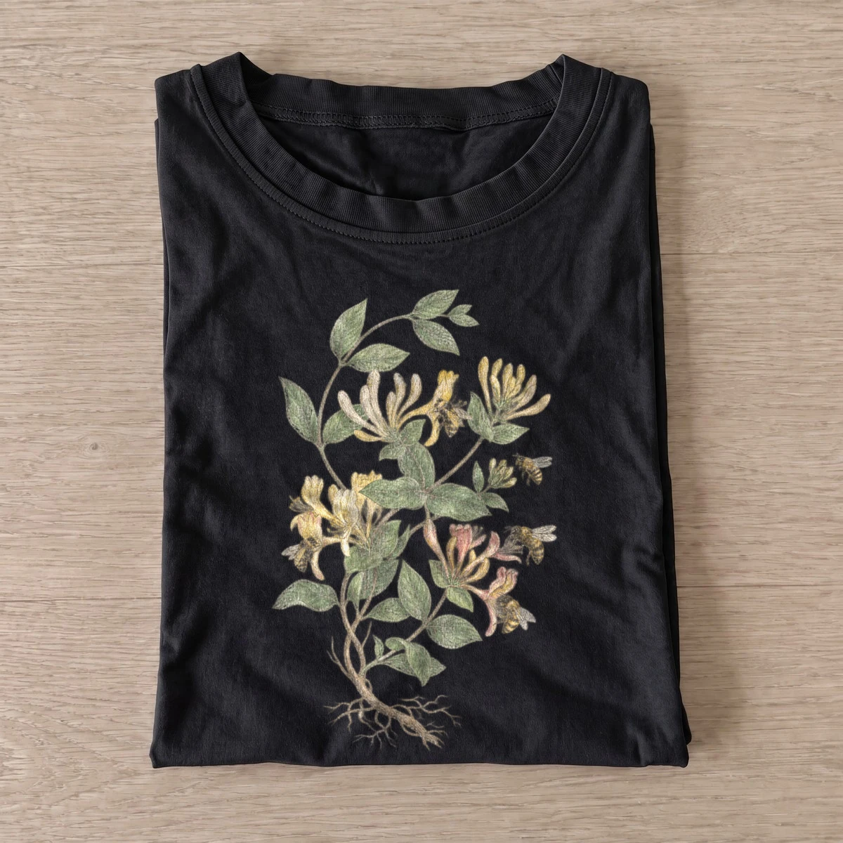 Honeysuckle sprig botanical t shirt black20honeysuckle sprig.webp