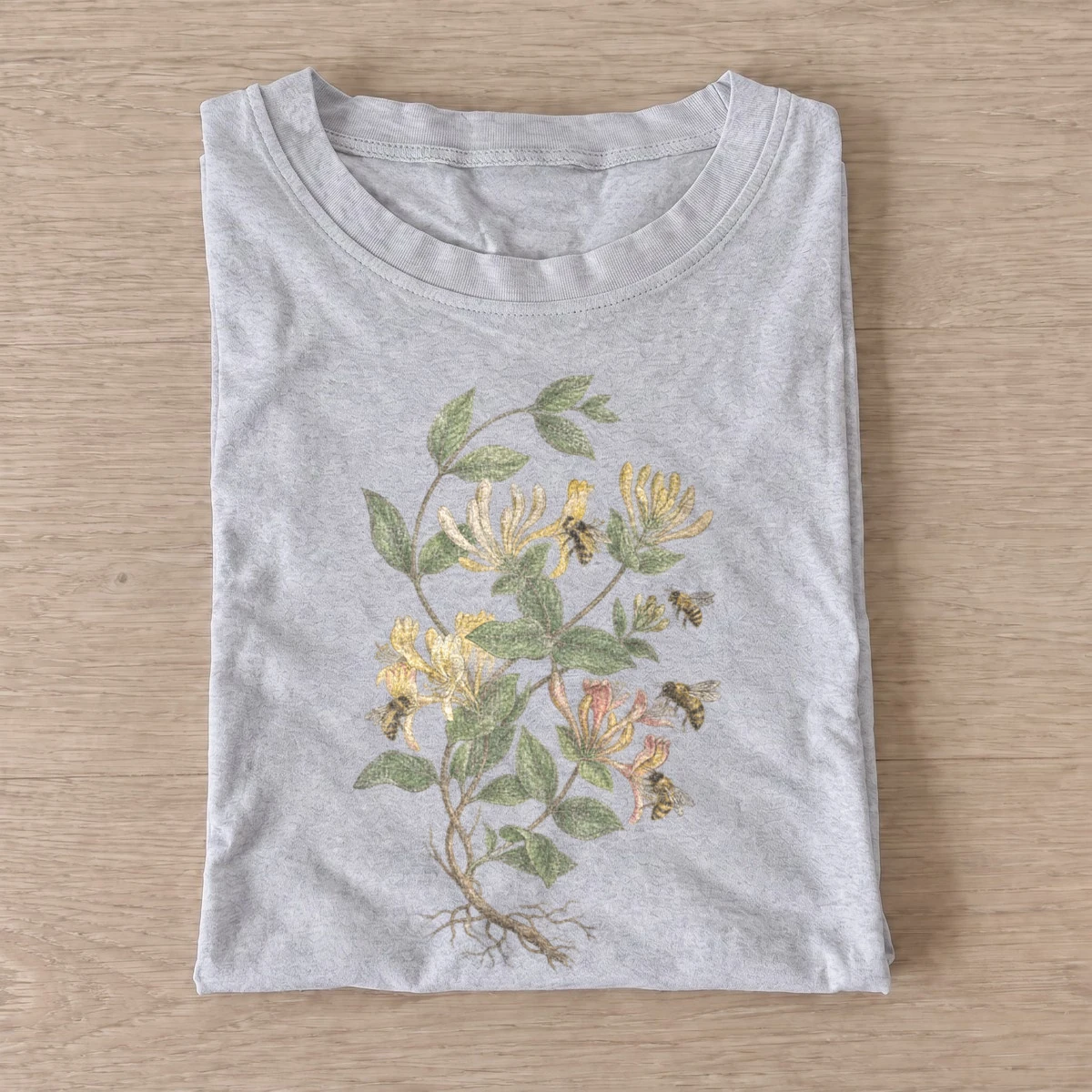 Honeysuckle sprig botanical t shirt gray20honeysuckle sprig.webp