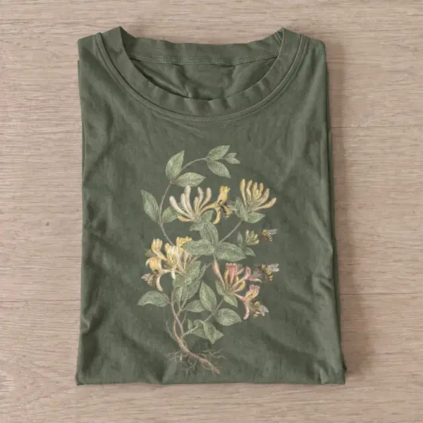 Honeysuckle sprig botanical t shirt olive20honeysuckle sprig.webp