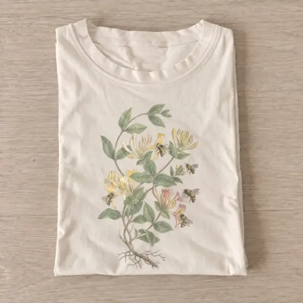 Honeysuckle sprig botanical t shirt sand20honeysuckle sprig.webp