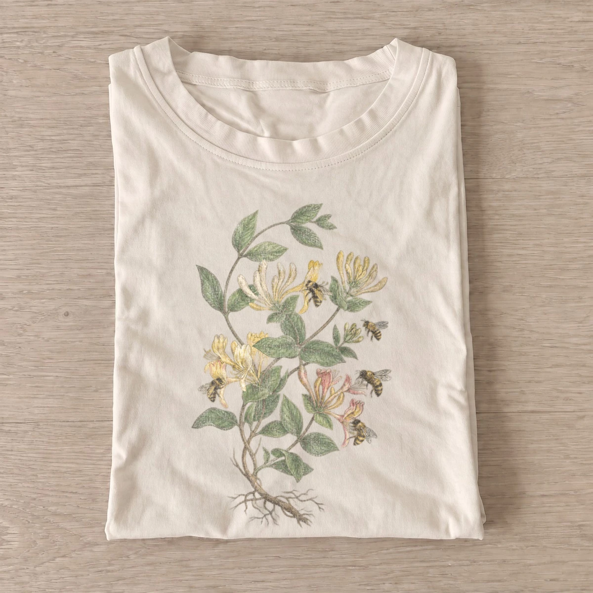 Honeysuckle sprig botanical t shirt sand20honeysuckle sprig.webp