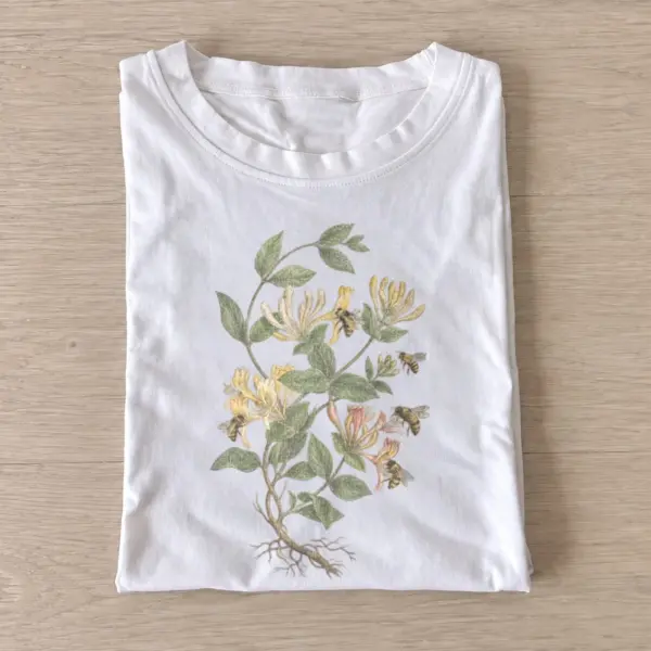 Honeysuckle sprig botanical t shirt white20honeysuckle sprig.webp