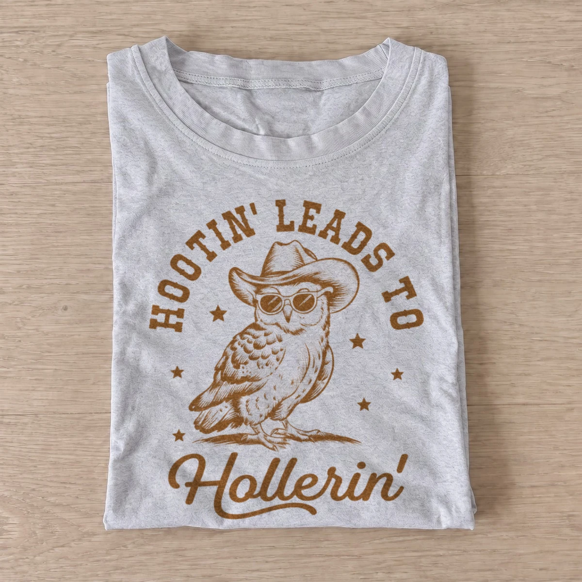 Hootin leads to hollerin cowboy owl t shirt gray20hootin and hollerin.webp