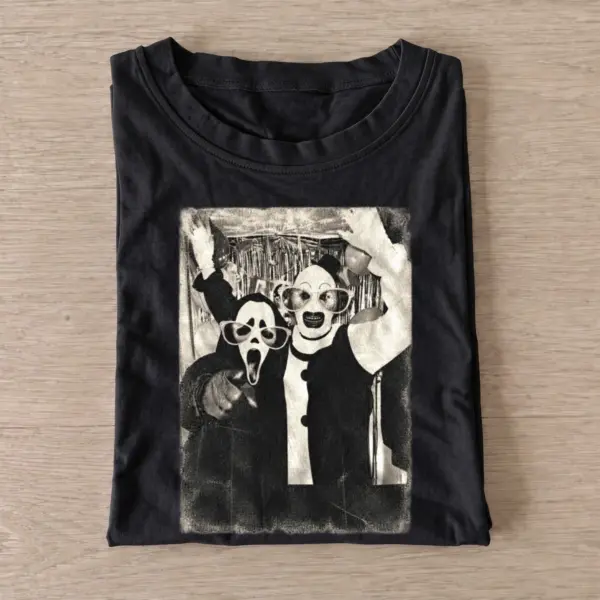 Horror costume selfie graphic t shirt black20horror costume selfie.webp