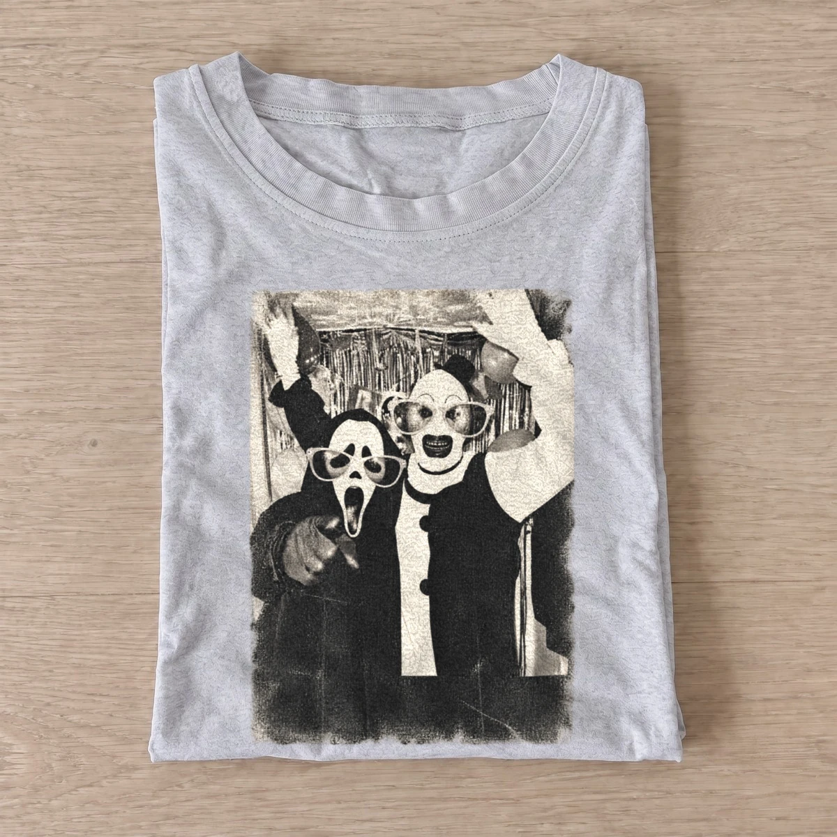 Horror costume selfie graphic t shirt gray20horror costume selfie.webp