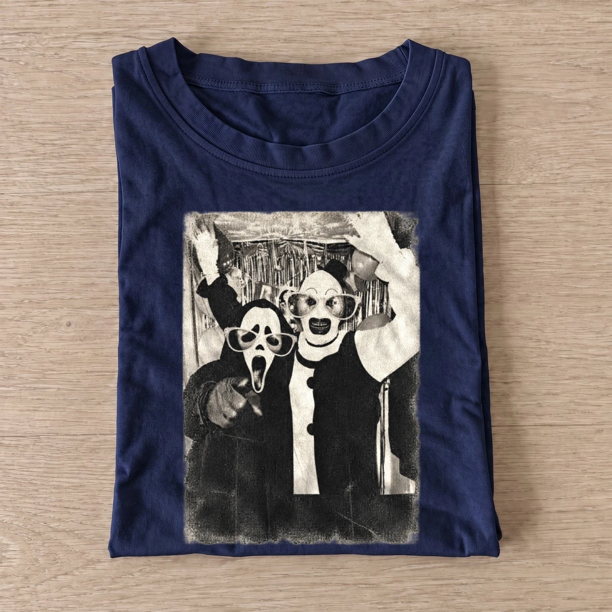 Horror costume selfie graphic t shirt navy20horror costume selfie.webp