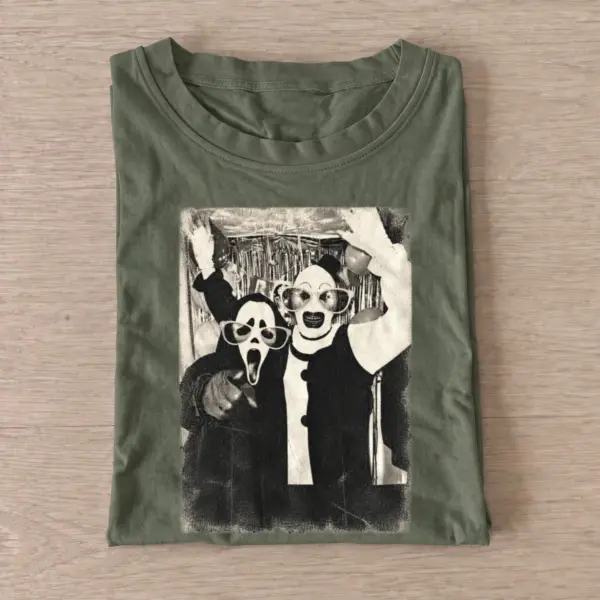 Horror costume selfie graphic t shirt olive20horror costume selfie.webp