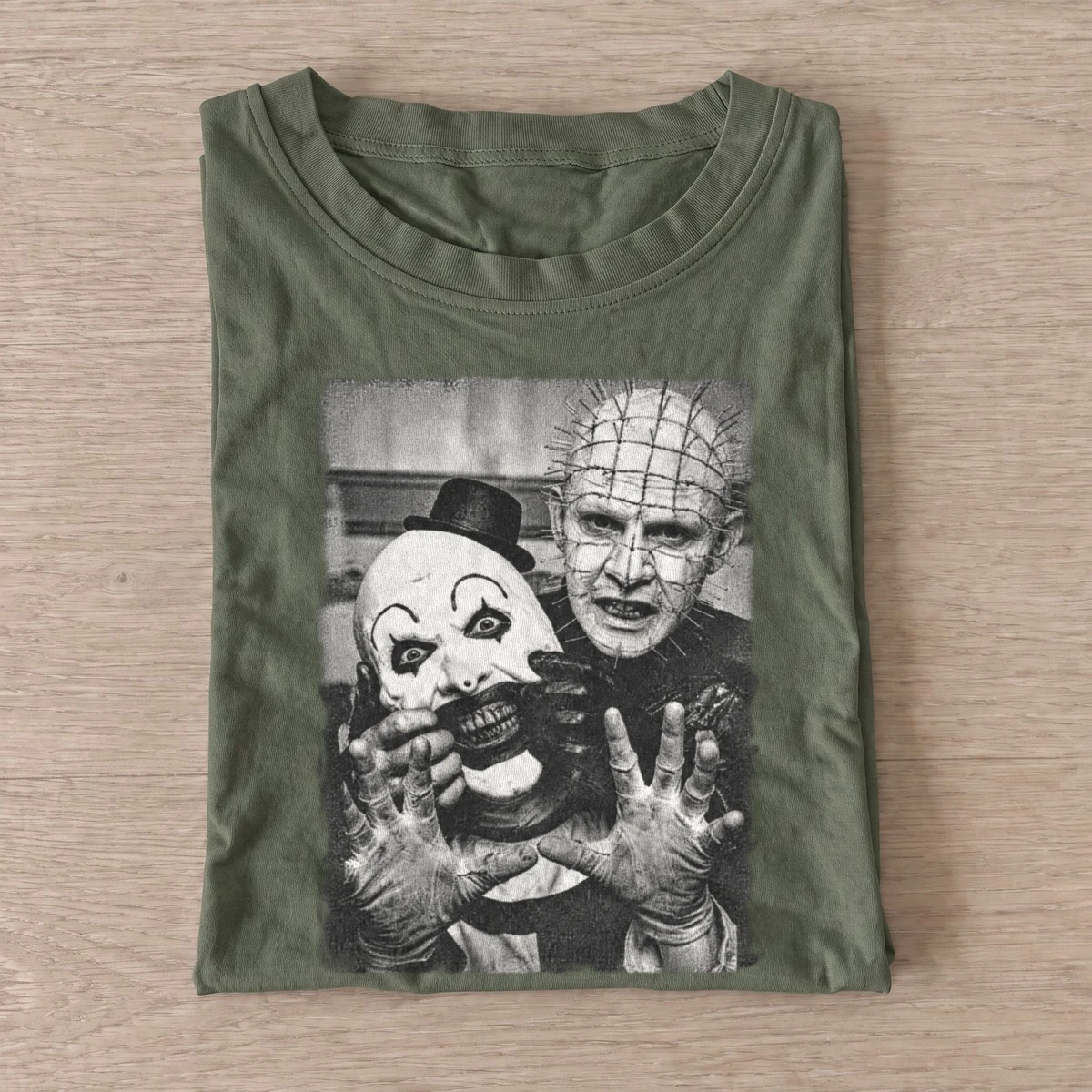 Horror duo selfie t shirt olive20horror duo selfie.webp