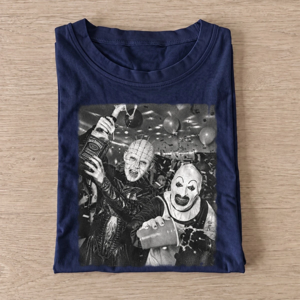 Horror party duo graphic t shirt navy20horror party duo.webp
