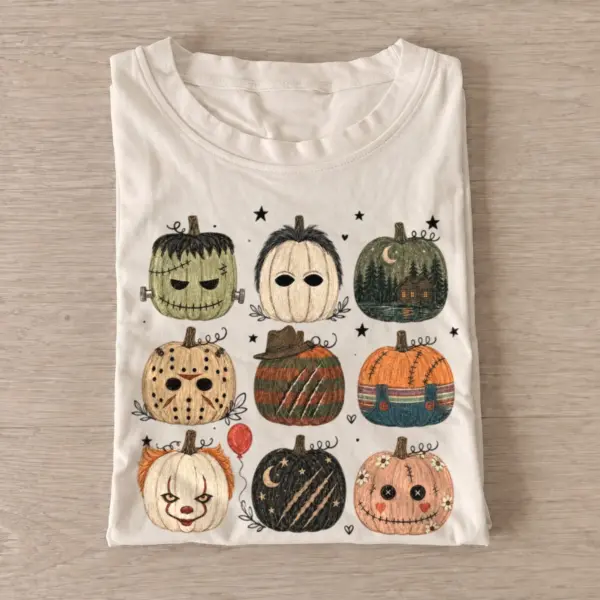 Horror pumpkin faces t shirt sand20horror pumpkin faces.webp