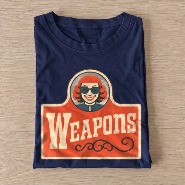 Horror woman weapons mascot t shirt navy20horror woman mascot.webp