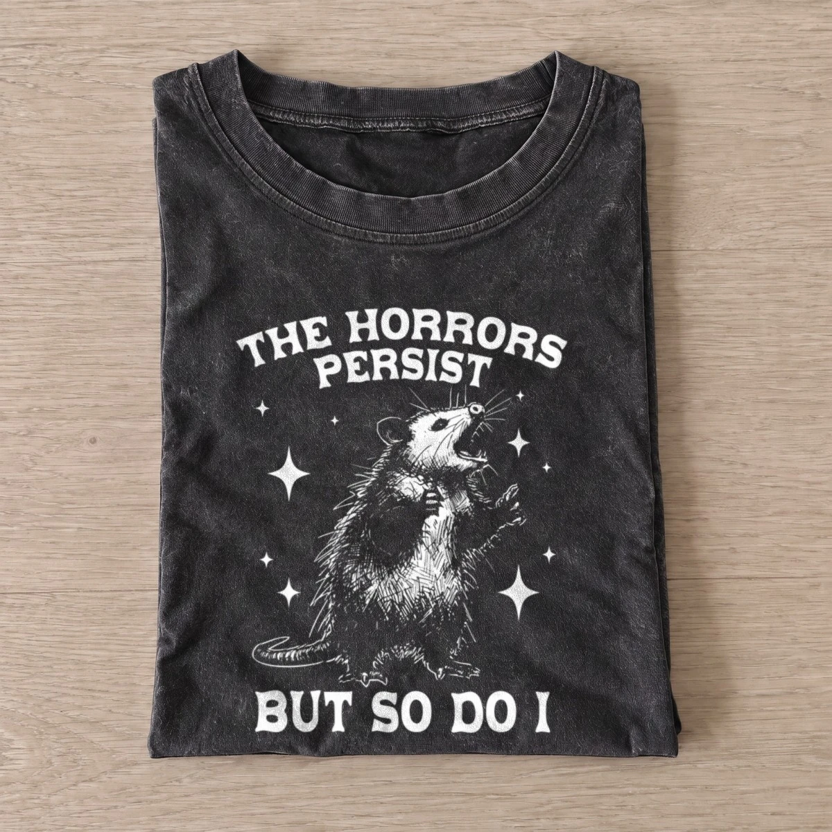 Horrors persist vintage t shirt washed20black20horrors persist.webp