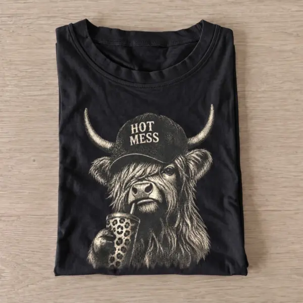 Hot mess highland cow t shirt black20hot mess highland cow.webp