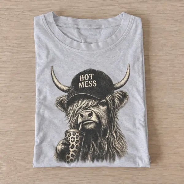 Hot mess highland cow t shirt gray20hot mess highland cow.webp