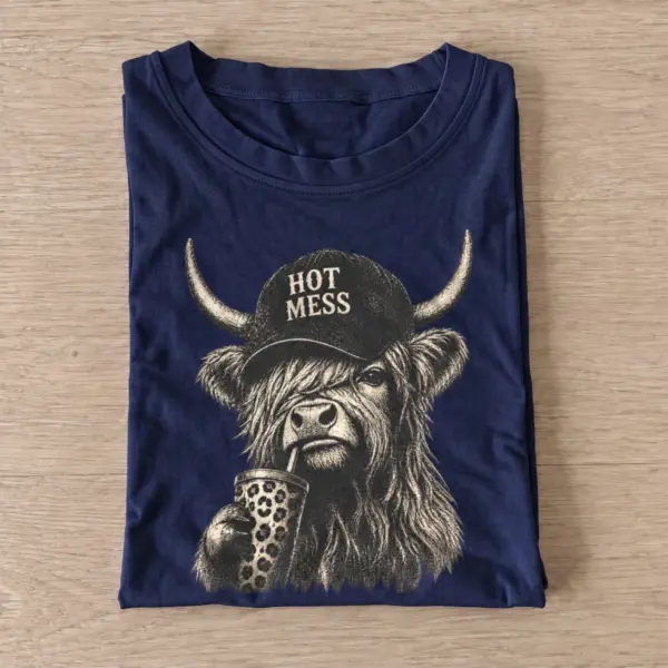 Hot mess highland cow t shirt navy20hot mess highland cow.webp