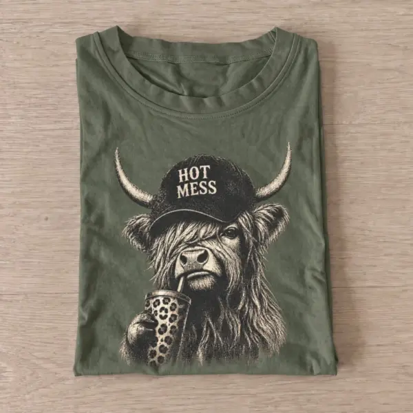 Hot mess highland cow t shirt olive20hot mess highland cow.webp