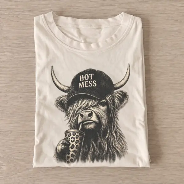 Hot mess highland cow t shirt sand20hot mess highland cow.webp