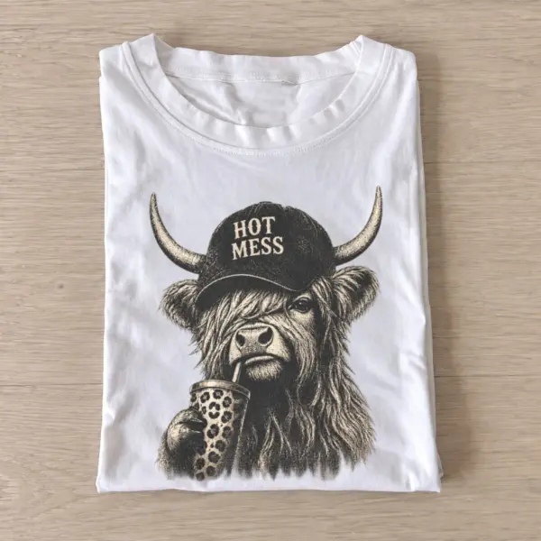 Hot mess highland cow t shirt white20hot mess highland cow.webp