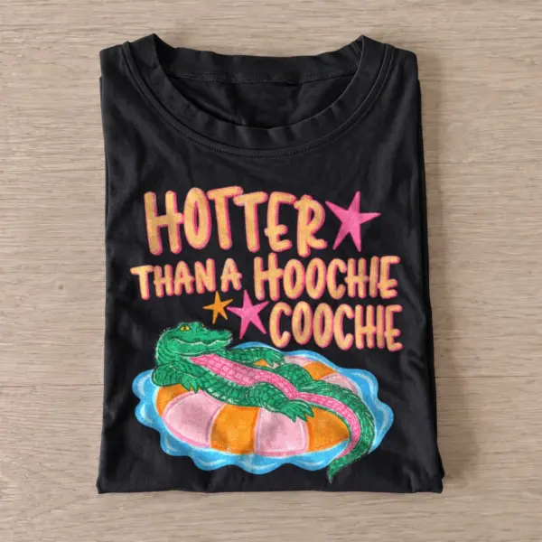 Hotter than a hoochie coochie alligator float t shirt black20hot alligator float.webp