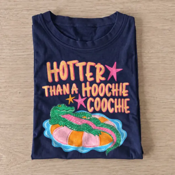 Hotter than a hoochie coochie alligator float t shirt navy20hot alligator float.webp