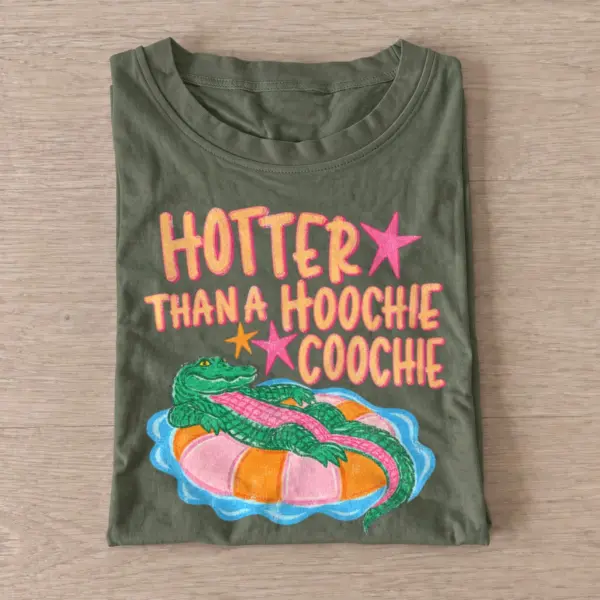 Hotter than a hoochie coochie alligator float t shirt olive20hot alligator float.webp