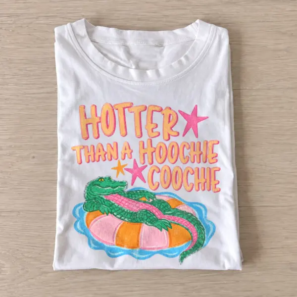 Hotter than a hoochie coochie alligator float t shirt white20hot alligator float.webp