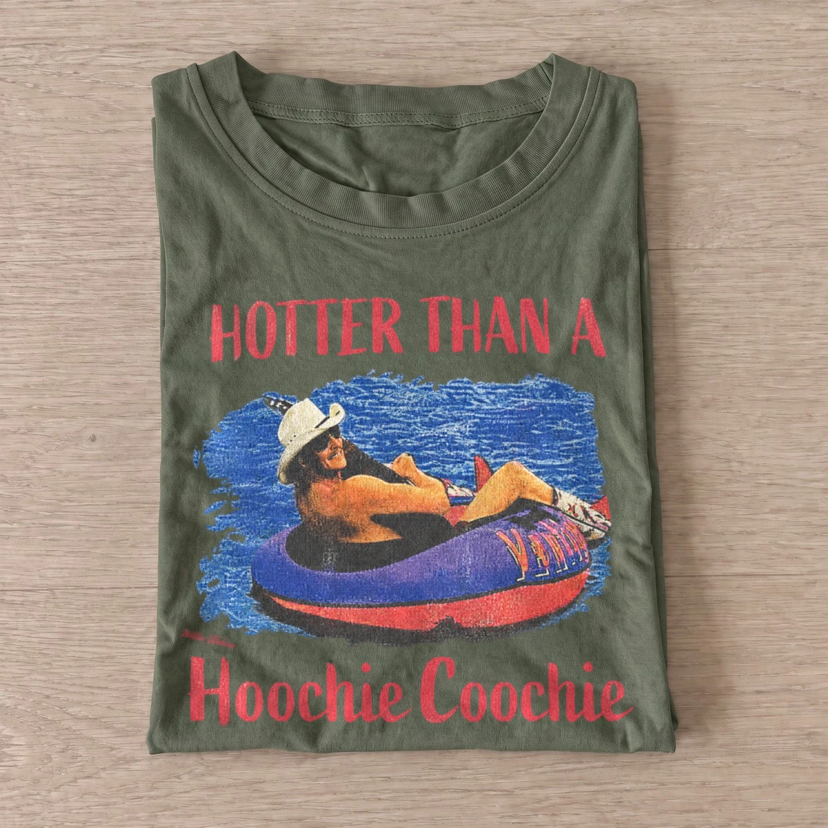 Hotter than a hoochie coochie country river float t shirt olive20country river float.webp