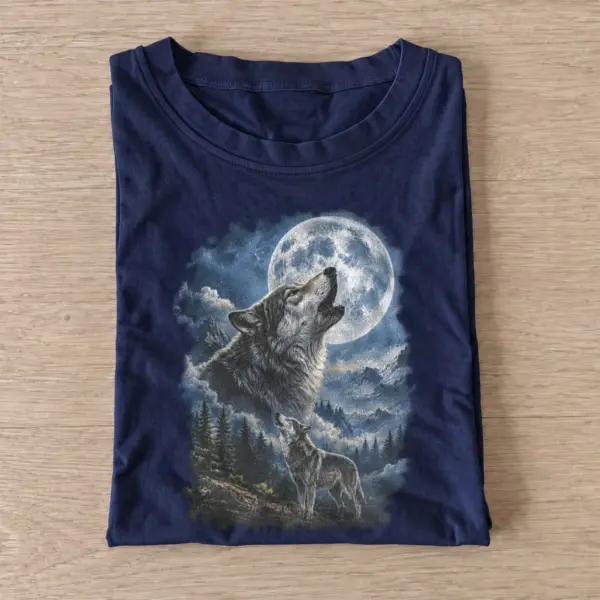 Howling moon wolf t shirt navy20howling moon wolf.webp