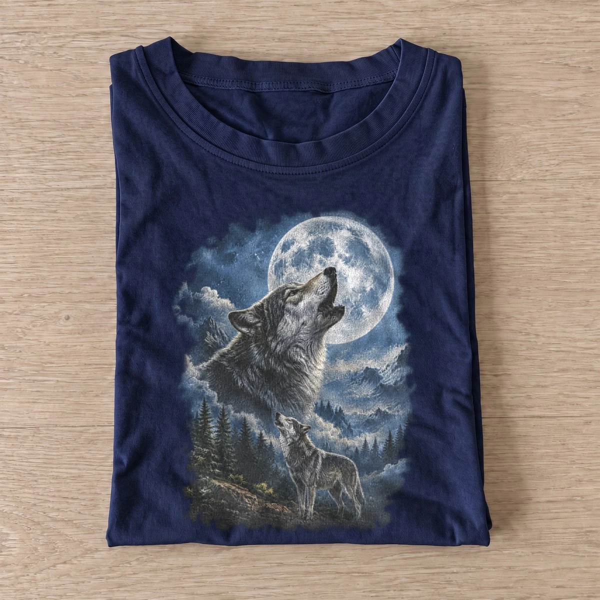 Howling moon wolf t shirt navy20howling moon wolf.webp