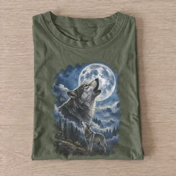 Howling moon wolf t shirt olive20howling moon wolf.webp