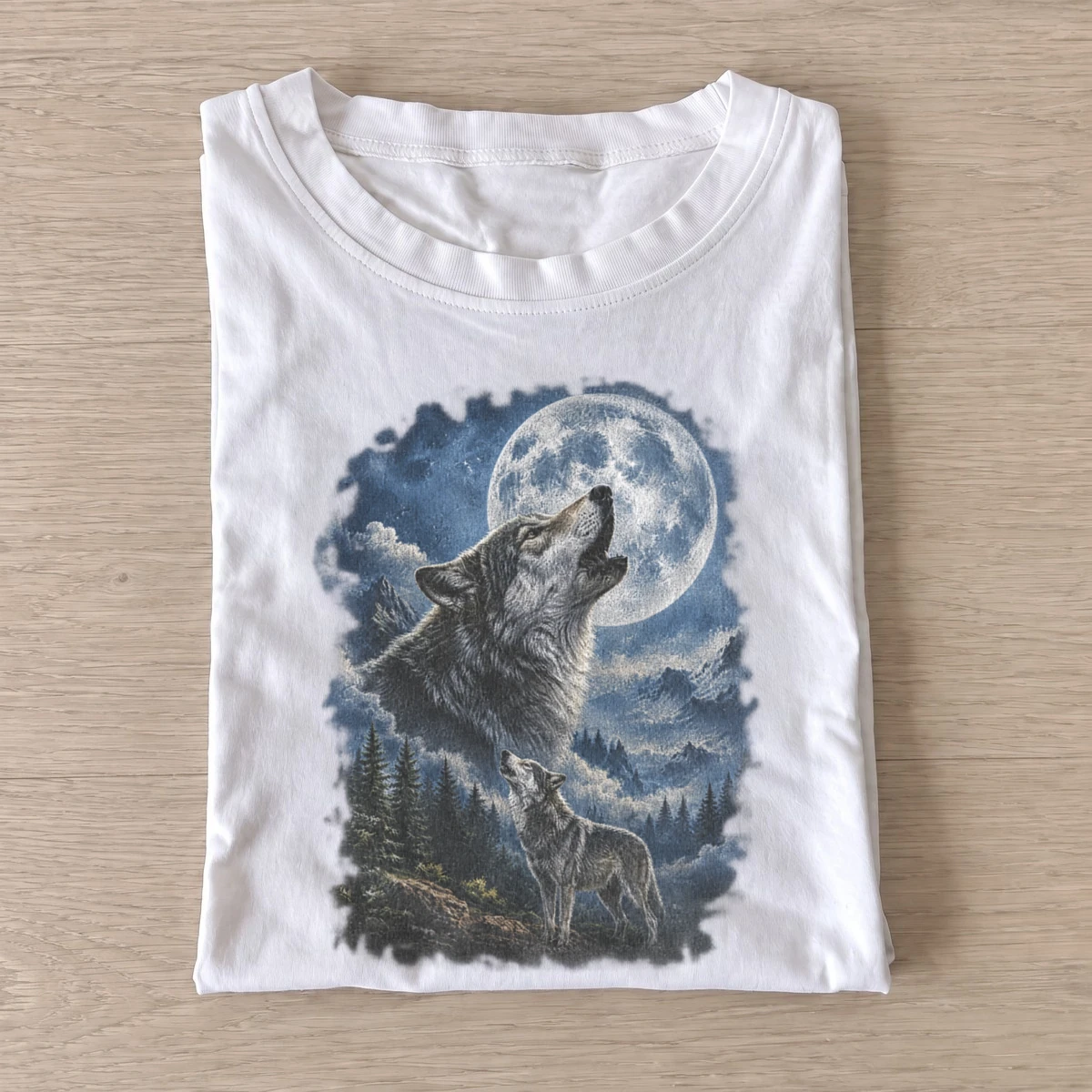 Howling moon wolf t shirt white20howling moon wolf.webp