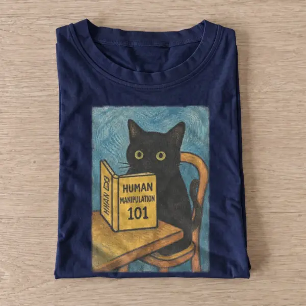 Human manipulation 101 cat t shirt navy20human manipulation cat.webp