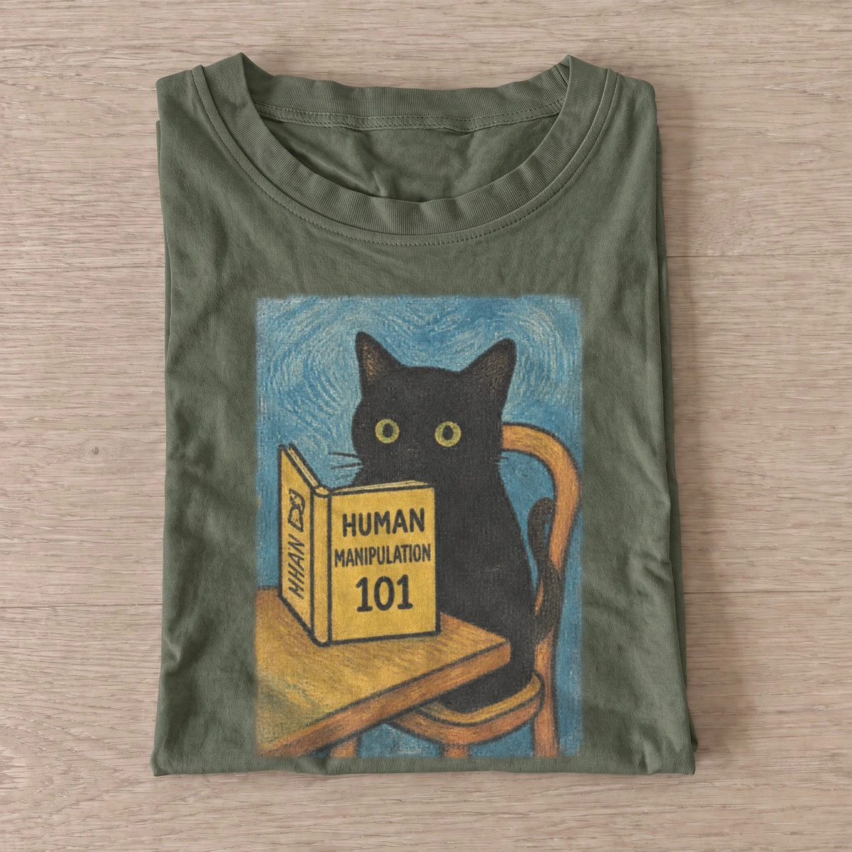 Human manipulation 101 cat t shirt olive20human manipulation cat.webp