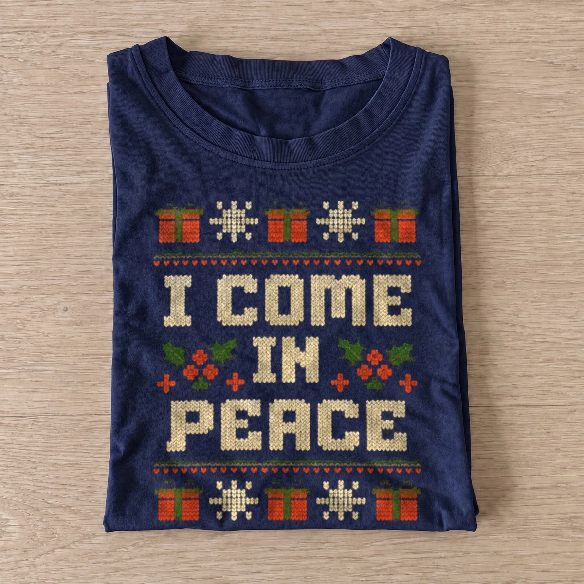 I come in peace ugly christmas sweater t shirt navy20i come in peace.webp