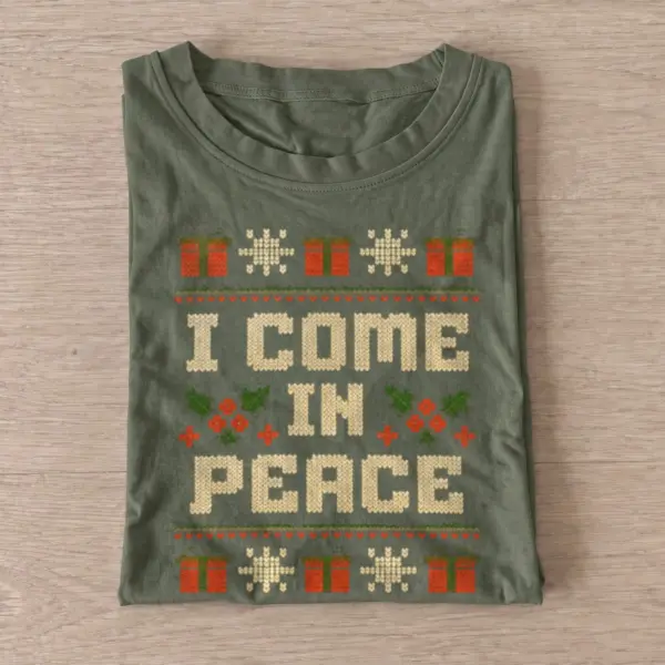 I come in peace ugly christmas sweater t shirt olive20i come in peace.webp