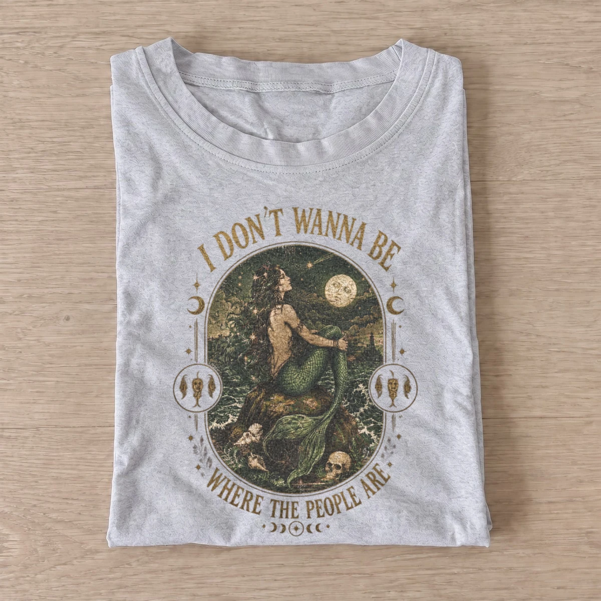 I dont wanna be where the people are mermaid t shirt gray20solitary mermaid.webp