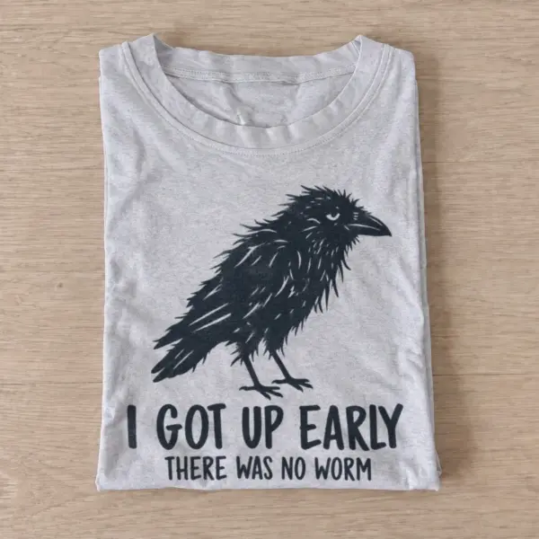 I got up early there was no worm crow t shirt gray20early crow no worm.webp