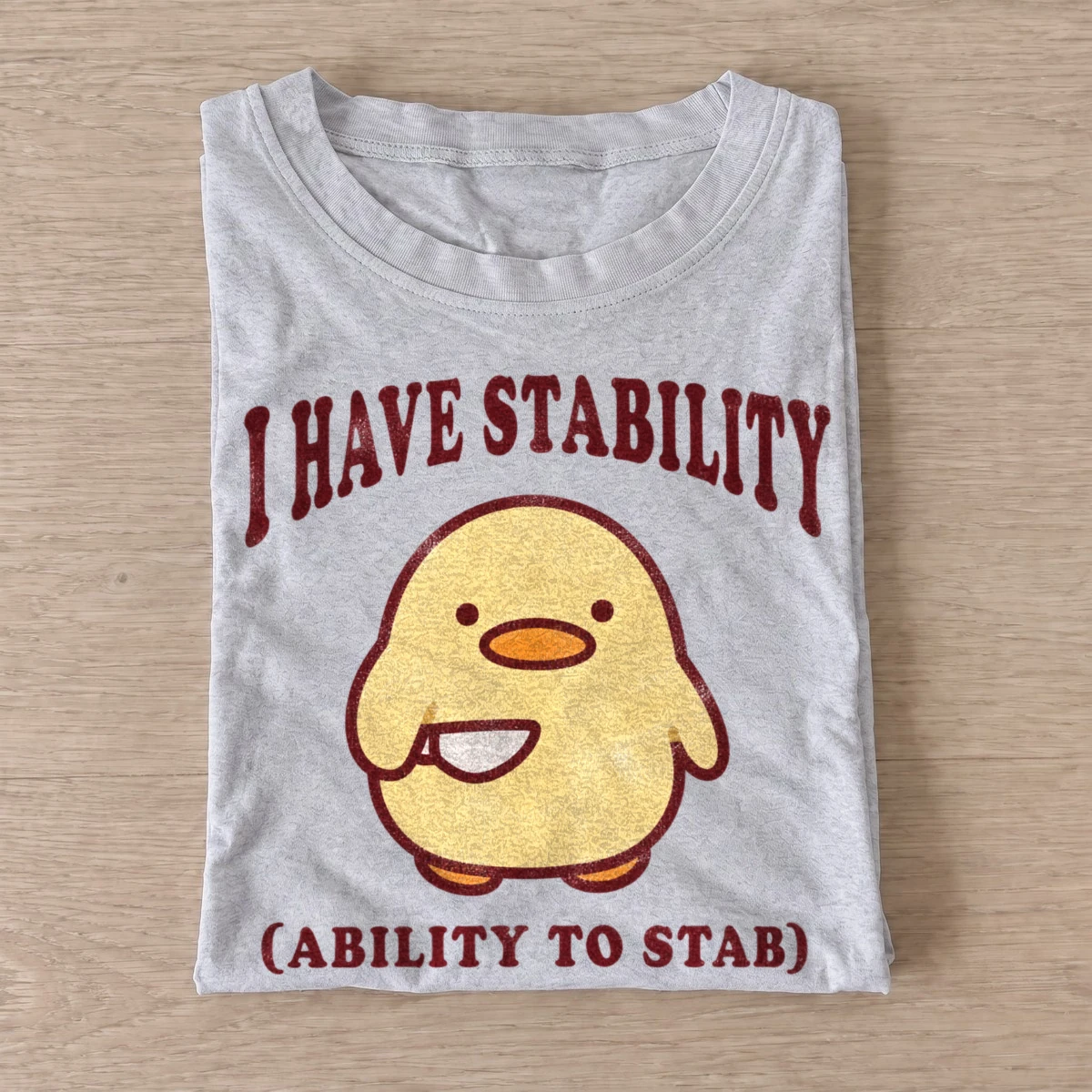 I have stability ability to stab duck t shirt gray20stabby duck.webp