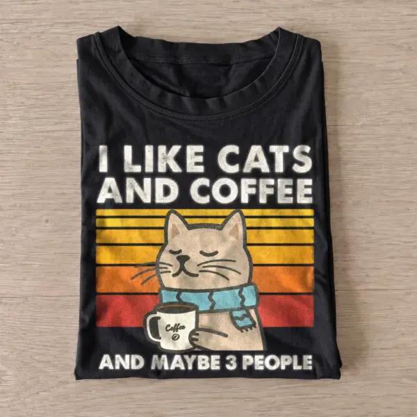 I like cats and coffee and maybe 3 people t shirt black20cats coffee few people.webp