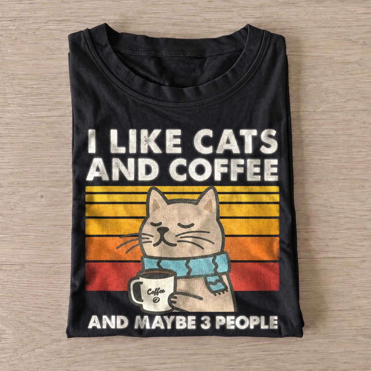 I like cats and coffee and maybe 3 people t shirt black20cats coffee few people.webp