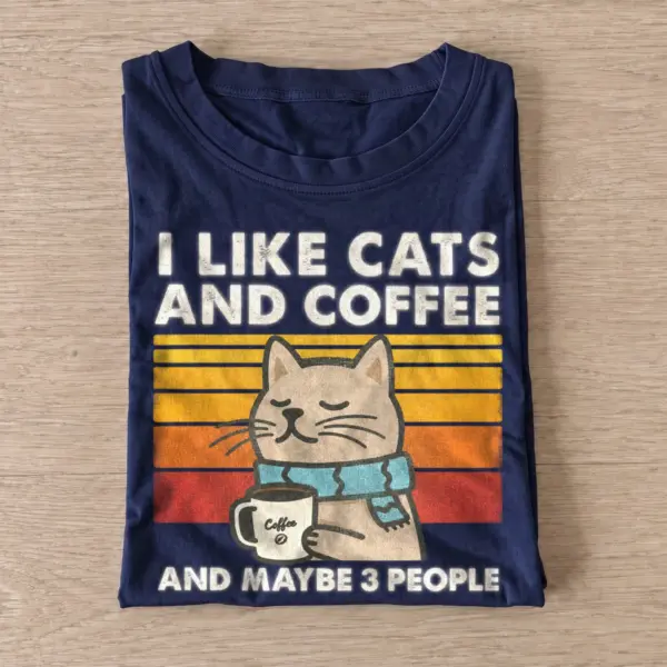 I like cats and coffee and maybe 3 people t shirt navy20cats coffee few people.webp