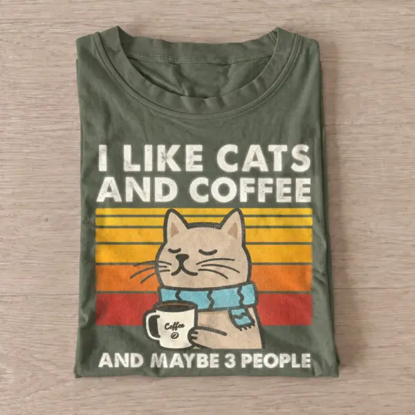 I like cats and coffee and maybe 3 people t shirt olive20cats coffee few people.webp