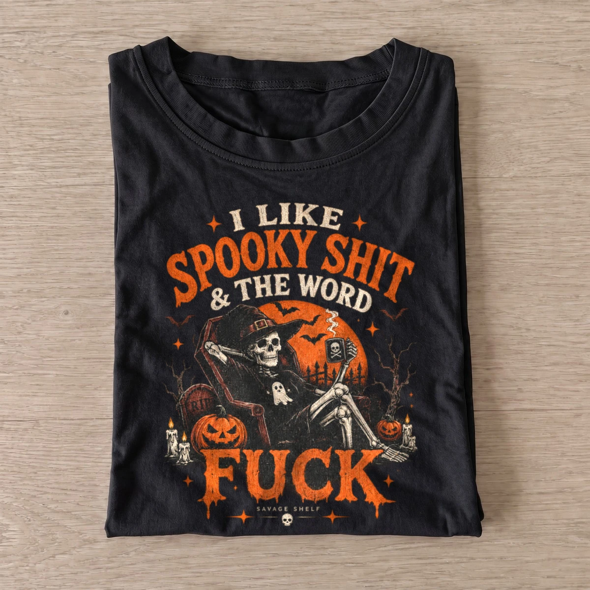I like spooky shit skeleton humor t shirt black20spooky skeleton humor.webp