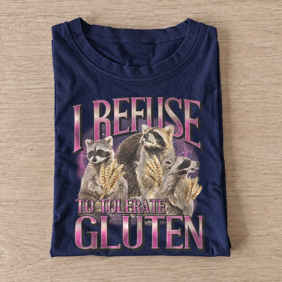 I refuse to tolerate gluten raccoons t shirt navy20anti gluten raccoons.webp