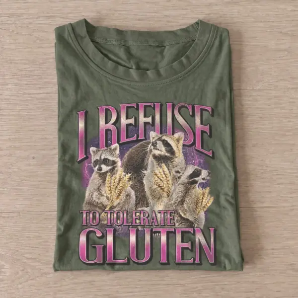 I refuse to tolerate gluten raccoons t shirt olive20anti gluten raccoons.webp