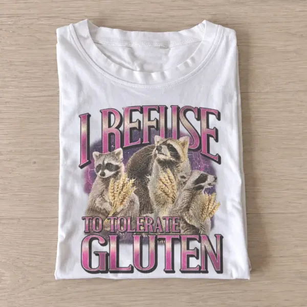 I refuse to tolerate gluten raccoons t shirt white20anti gluten raccoons.webp