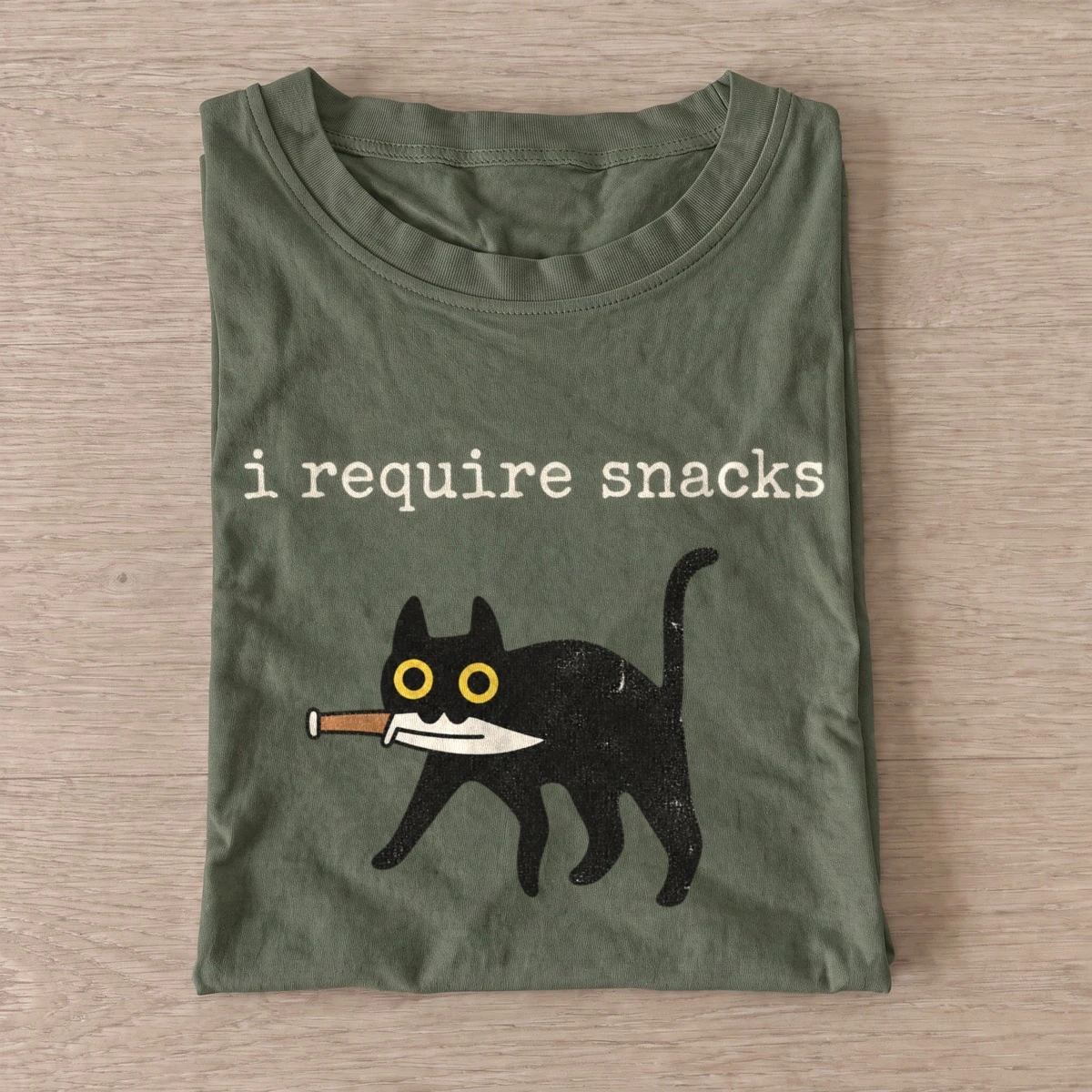 I require snacks cat t shirt olive20snack demand cat.webp